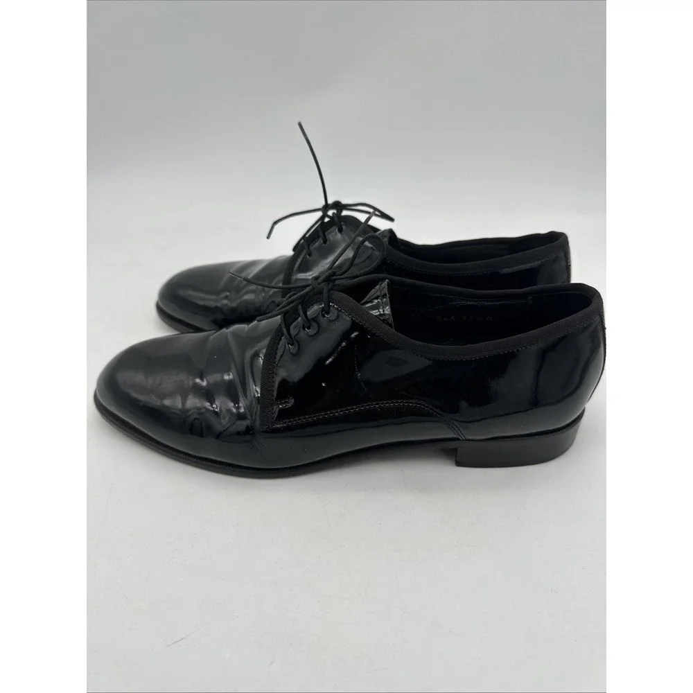 Vito Rufolo Shoes Mens 11.5 Black Patent Leather Lace Up Oxfords Made in Romania